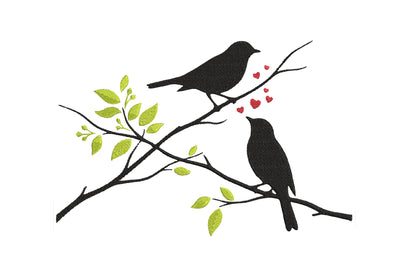 Birds in Tree Embroidery Design – Beautiful Bird and Tree Machine Embroidery Pattern, Nature Scene Embroidery Design