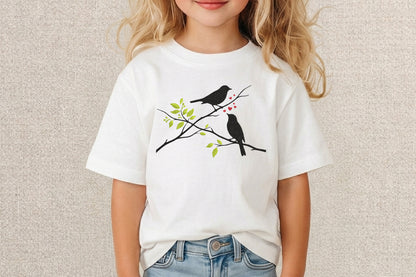 Birds in Tree Embroidery Design – Beautiful Bird and Tree Machine Embroidery Pattern, Nature Scene Embroidery Design