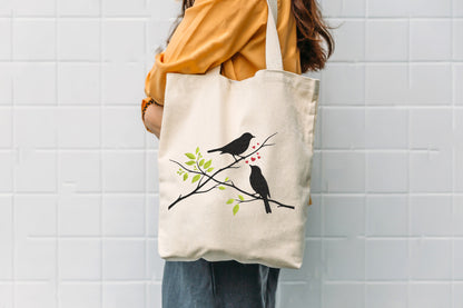 Birds in Tree Embroidery Design – Beautiful Bird and Tree Machine Embroidery Pattern, Nature Scene Embroidery Design