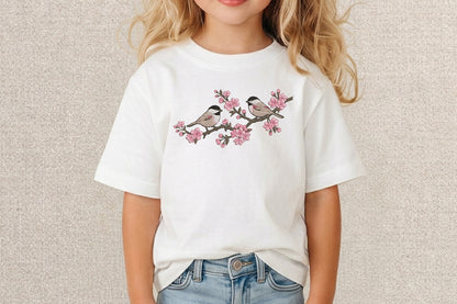 Birds on Cherry Blossom Branch Embroidery Design – Beautiful Bird & Sakura Machine Embroidery Pattern, Japanese Floral Nature Embroidery Design