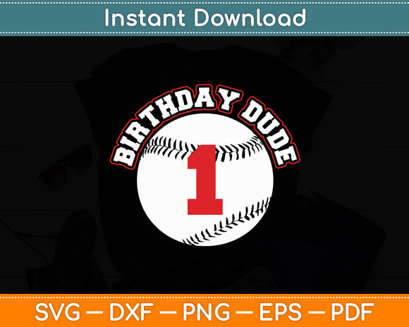 Birthday Dude 1st 1 Year Old Boys Vintage Baseball Svg Digital Cutting File
