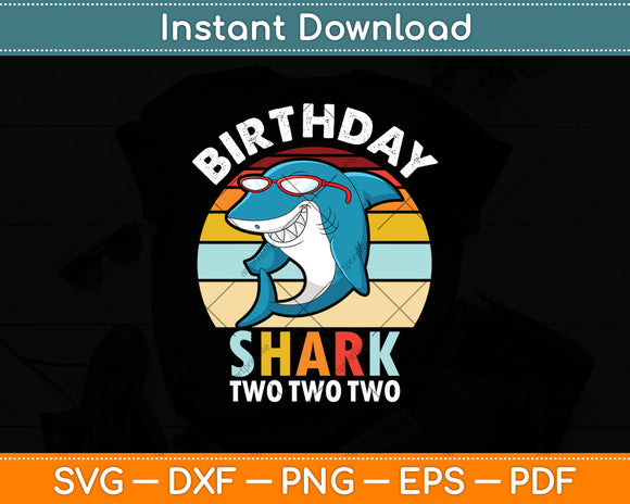 Birthday Shark Two Vintage Retro Svg Digital Cutting File