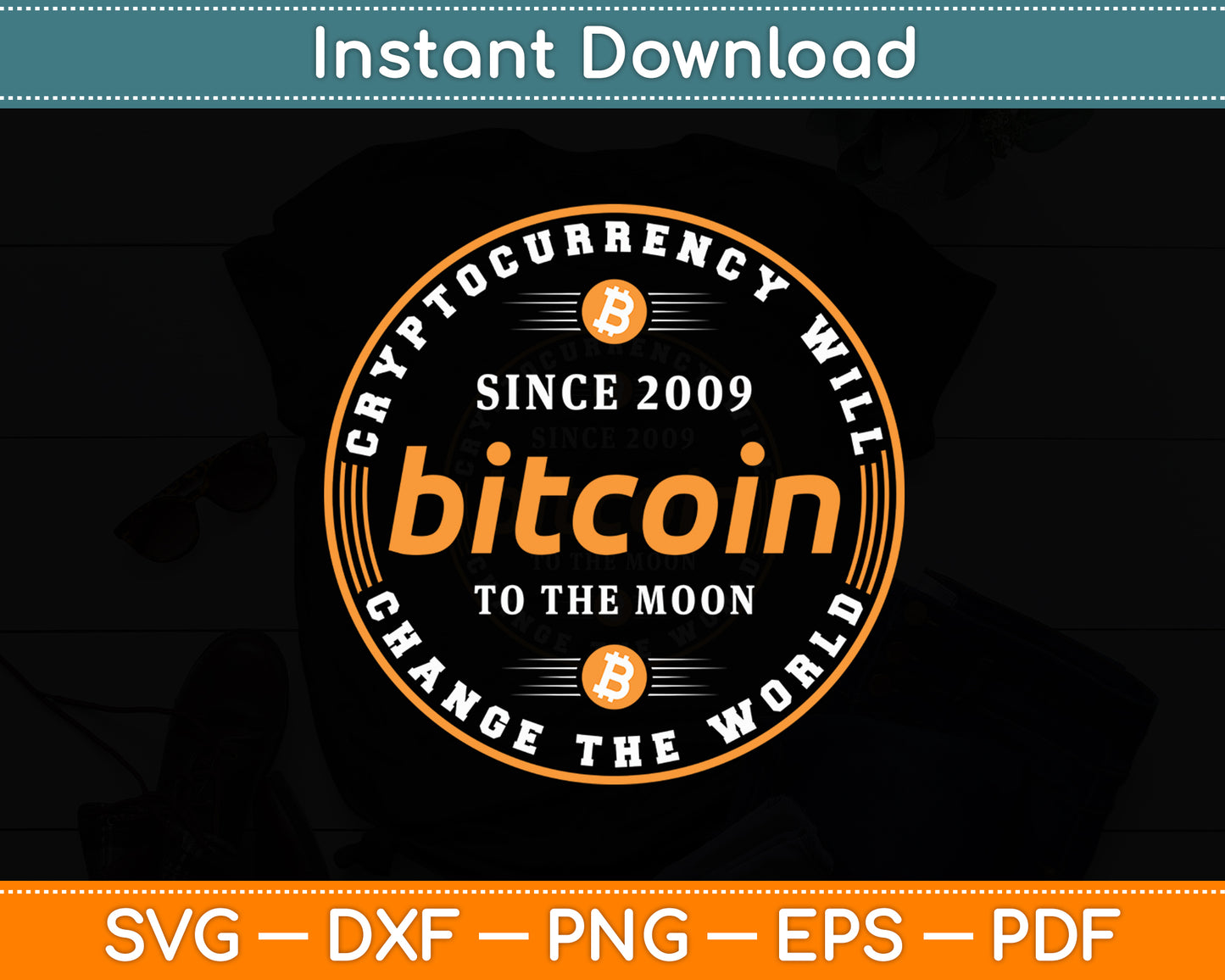 Bitcoin Vintage BTC Coin Logo Crypto #bitcoin Distressed Svg Digital Cutting File
