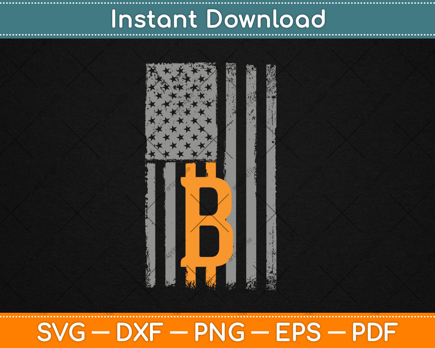 Bitcoin USA Flag Distressed Digital Currency Lover Svg Digital Cutting File