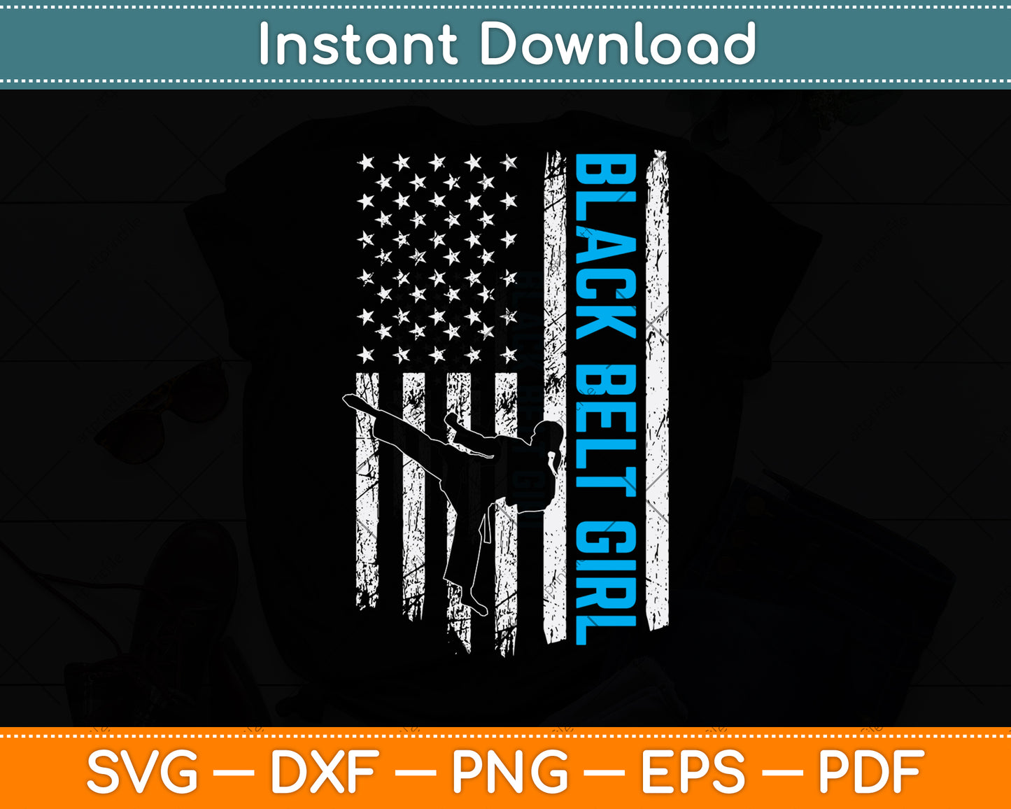 Black Belt Girl Karate Svg Png Dxf Digital Cutting File