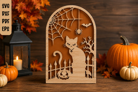 Black Cat Halloween Arch SVG,
