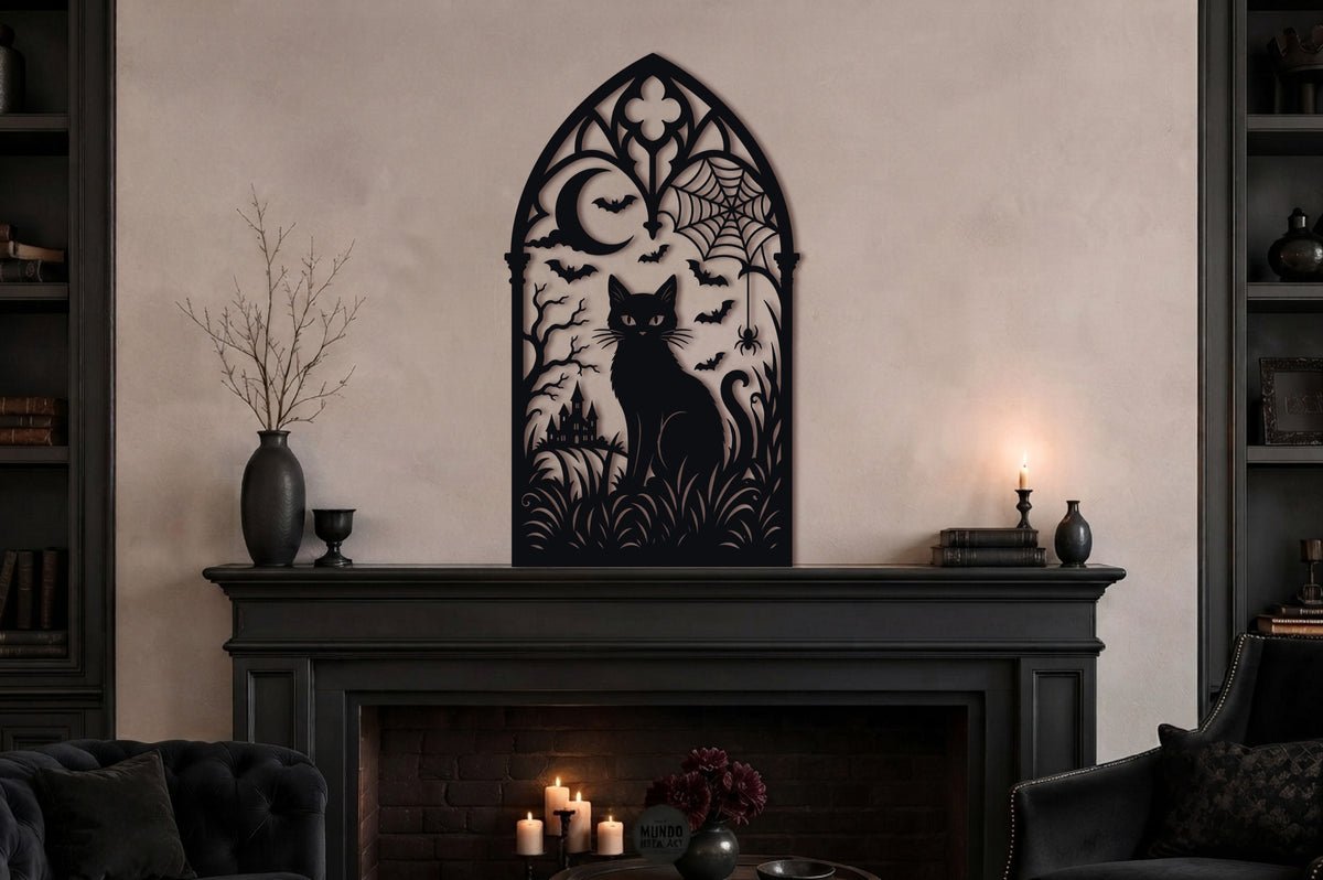Black Cat Gothic Arch Halloween SVG