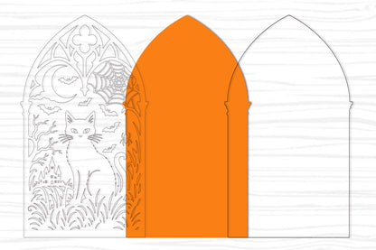 Black Cat Gothic Arch Halloween SVG