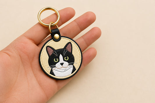 Black Cat Key Ring Embroidery Design
