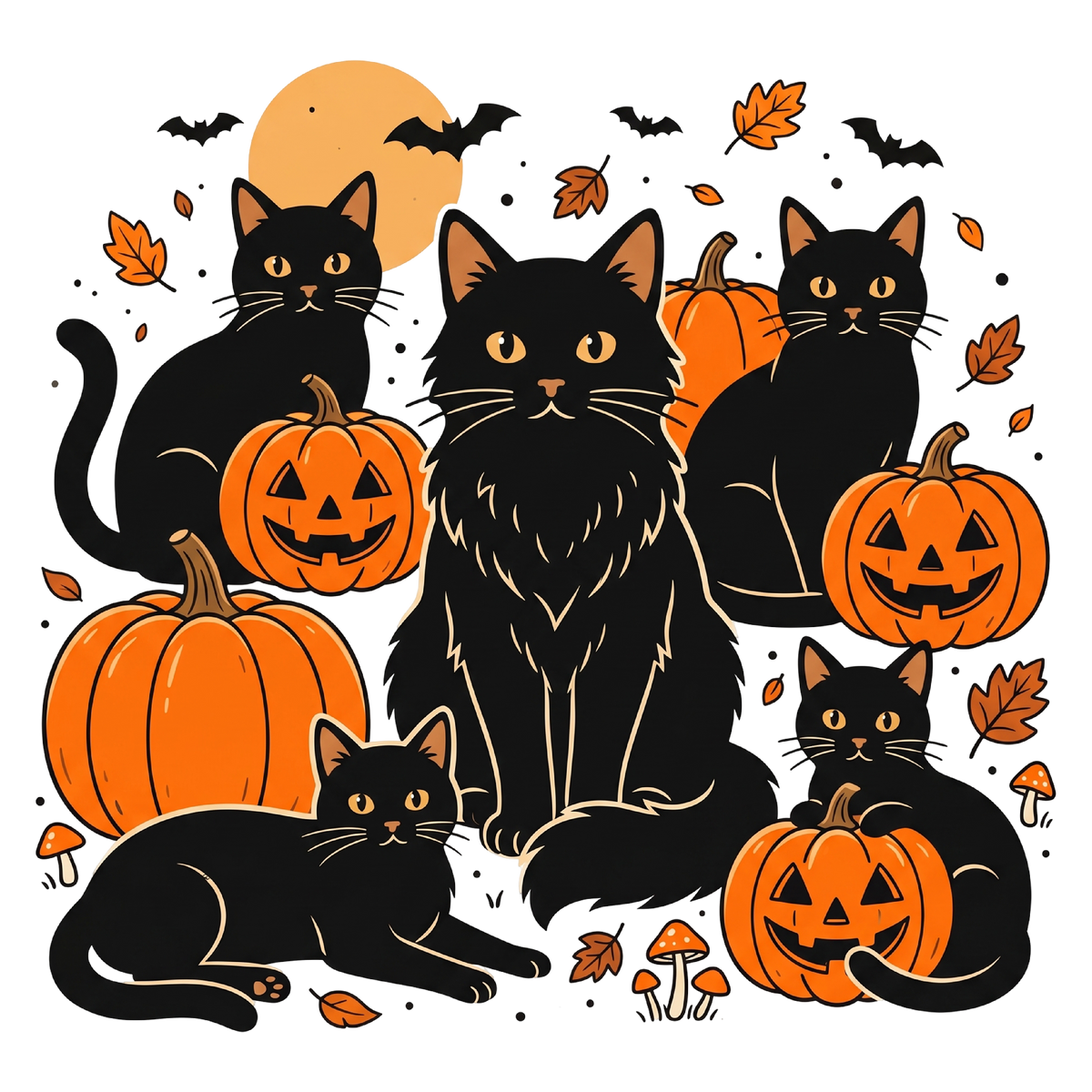 Black Cat Pumpkin Halloween PNG