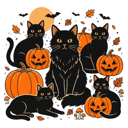 Black Cat Pumpkin Halloween PNG