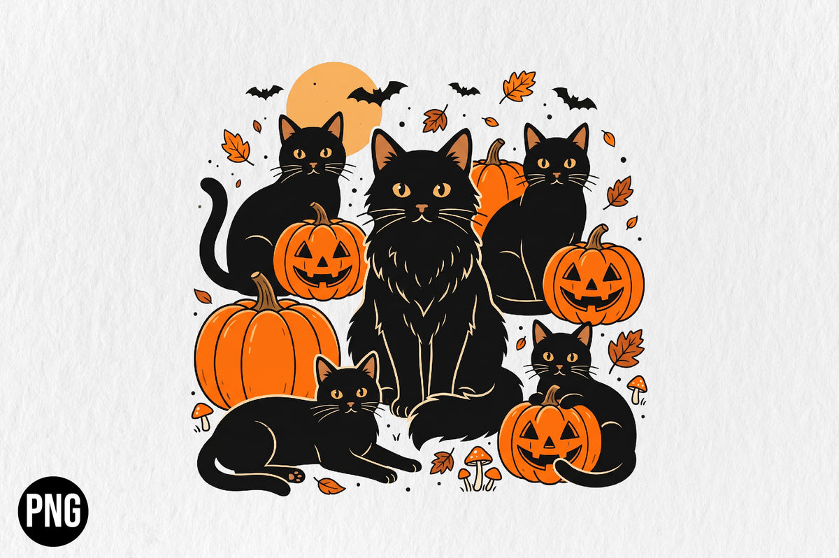 Black Cat Pumpkin Halloween PNG