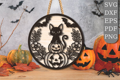 Black Cat Pumpkin Halloween SVG