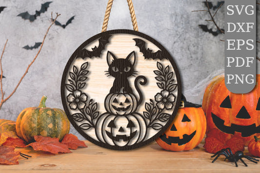 Black Cat Pumpkin Halloween SVG