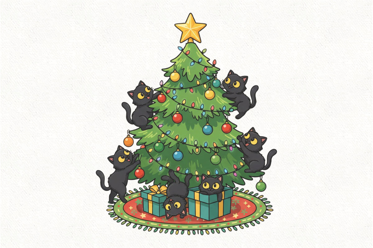 Black Cats Christmas Tree PNG