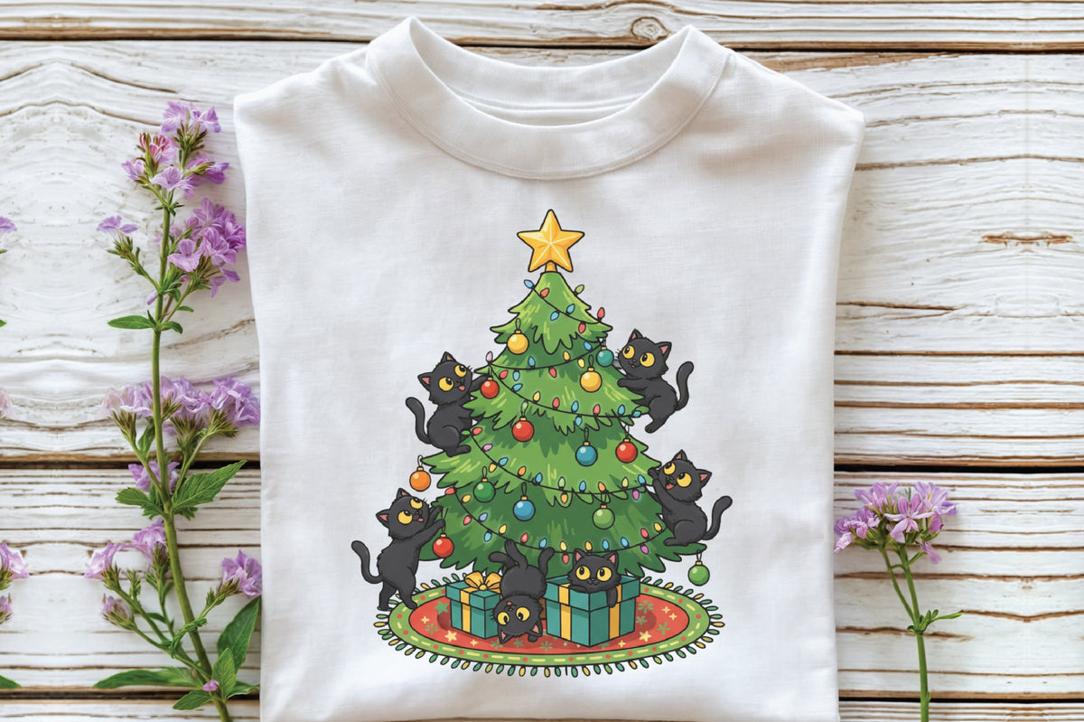 Black Cats Christmas Tree PNG
