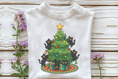 Black Cats Christmas Tree PNG