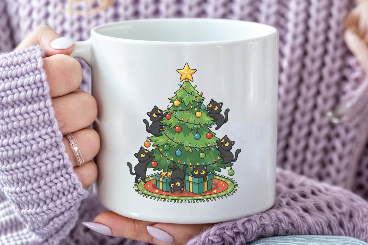 Black Cats Christmas Tree PNG