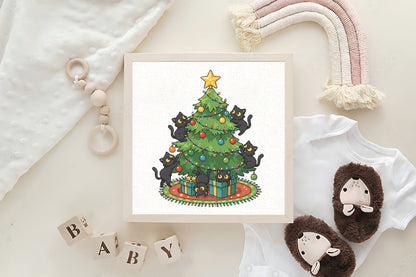 Black Cats Christmas Tree PNG