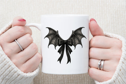Black Coquette Bat Bow Retro Halloween PNG Spooky Gothic Design