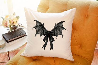 Black Coquette Bat Bow Retro Halloween PNG Spooky Gothic Design