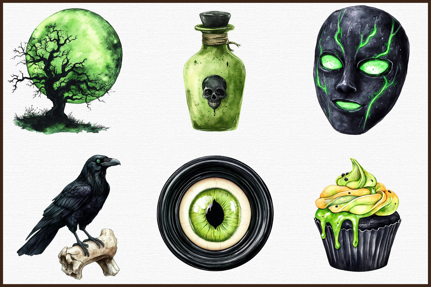 Pink Halloween Clipart Bundle Green Spooky Gothic PNG