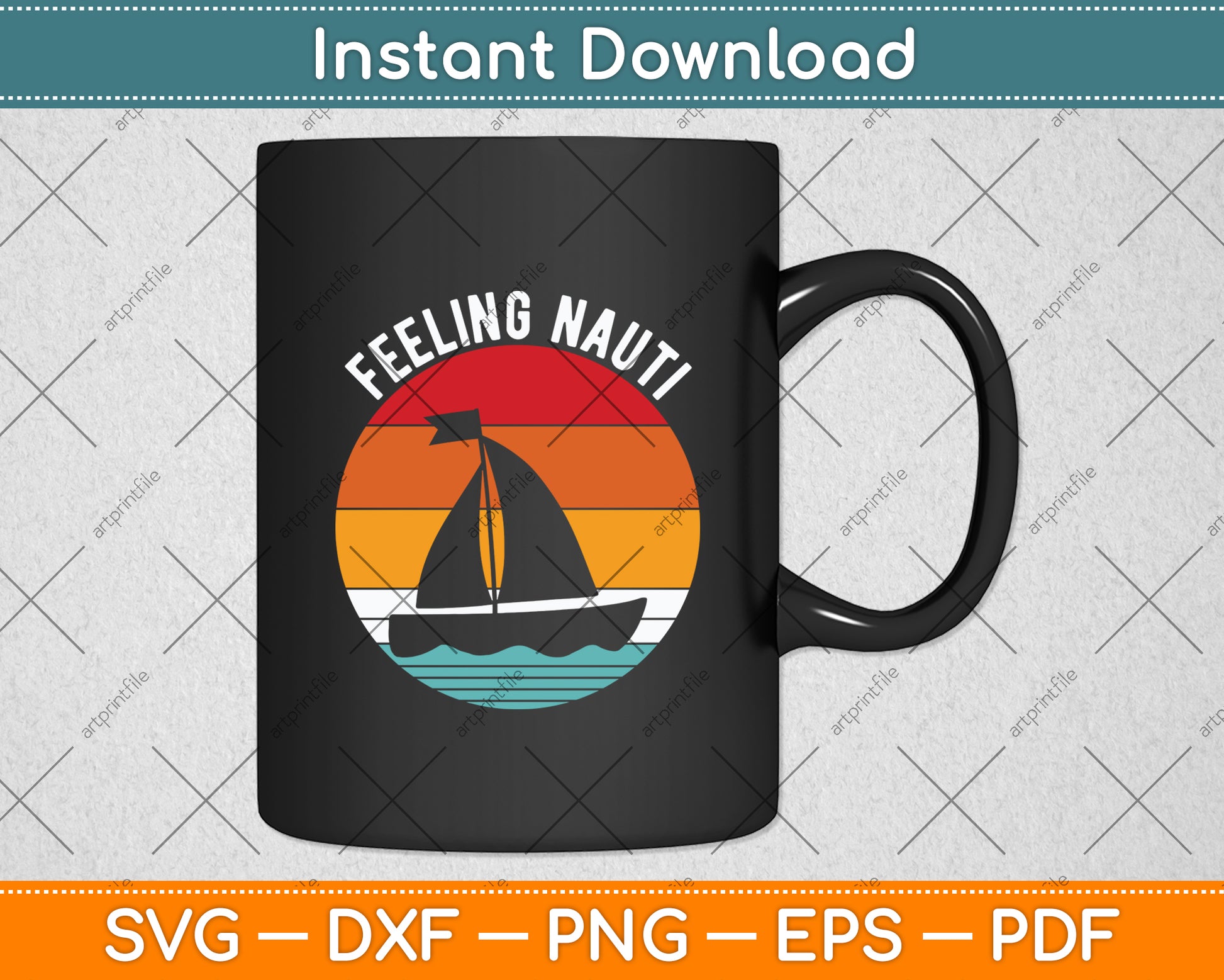 Feeling Nauti Boat Sunset Funny Svg Digital Cutting File