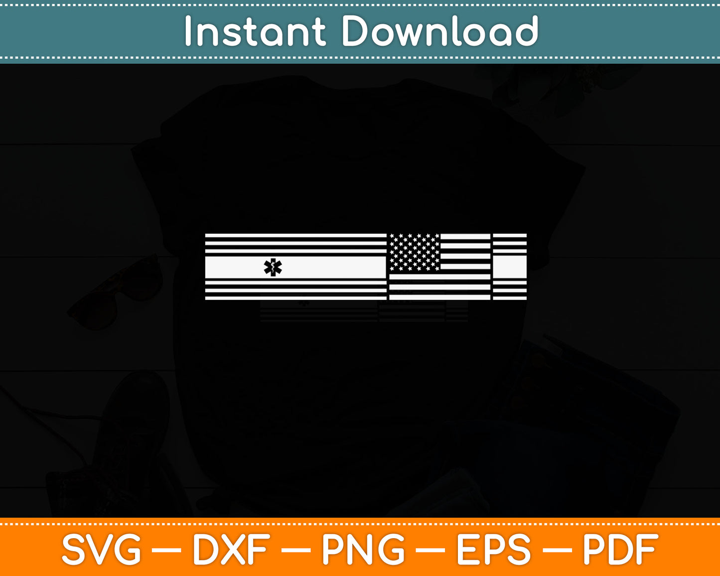 Retro American Flag Medical Symbol Svg Digital Cutting File