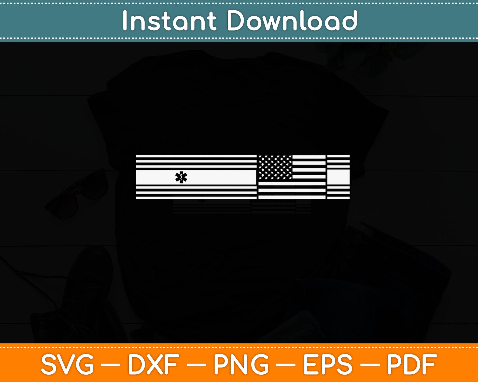 Retro American Flag Medical Symbol Svg Digital Cutting File