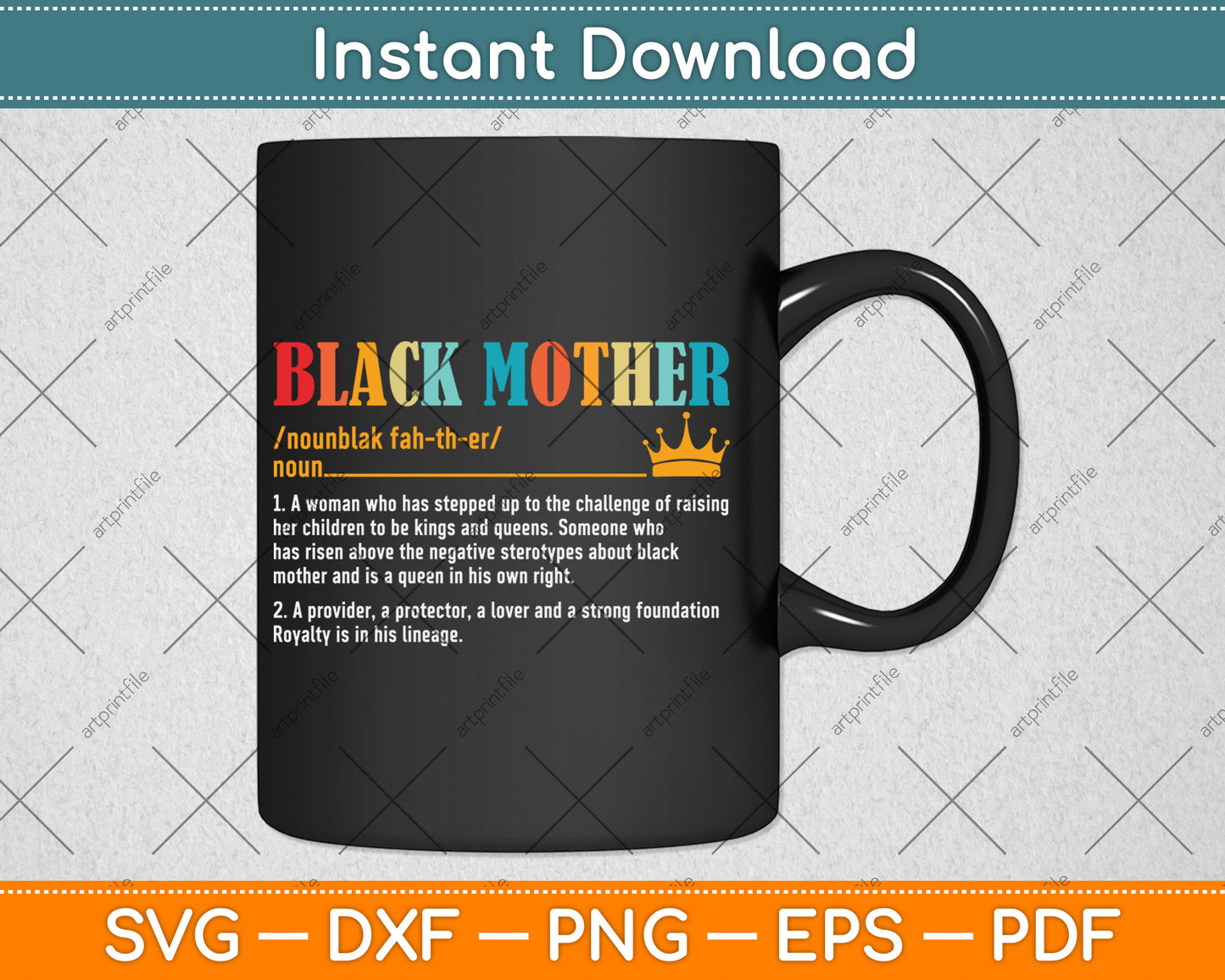 Black Mother Definition African American Mom Mother's Day Svg Digital Cutting File
