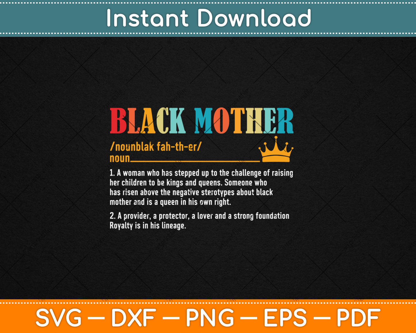 Black Mother Definition African American Mom Mother's Day Svg Digital Cutting File