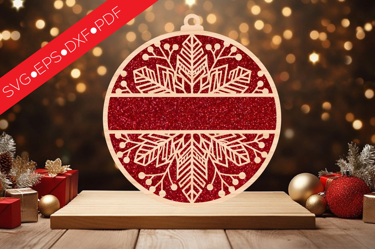 Snowflake Blank Banner Round Sign Laser Cut SVG