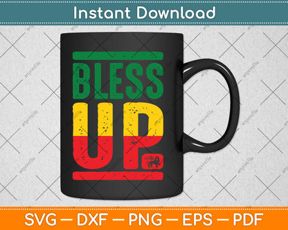 Bless Up Reggae Music Rastafari Lion Of Judah Rasta Gift Svg Digital Cutting File