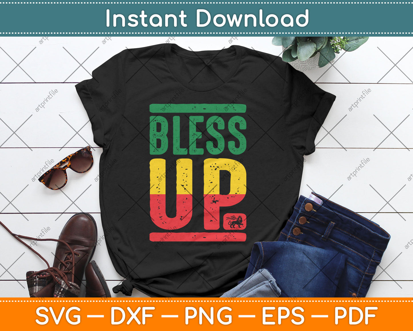 Bless Up Reggae Music Rastafari Lion Of Judah Rasta Gift Svg Digital Cutting File