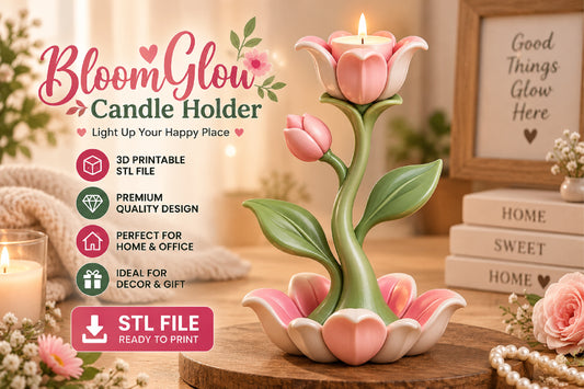 BloomGlow Tulip Candle Holder 3D STL File