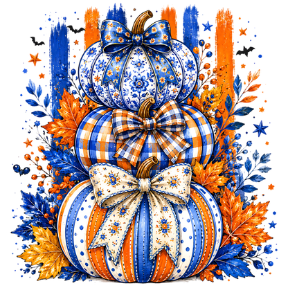Blue Orange Fall Pumpkin Stack PNG