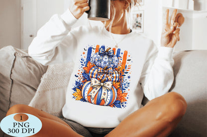 Blue Orange Fall Pumpkin Stack PNG