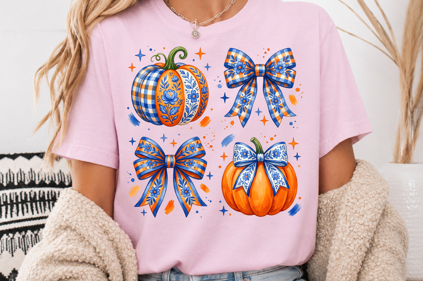 Blue Willow Coquette Pumpkin PNG Chinoiserie Fall Autumn Sublimation Design
