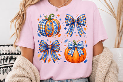 Blue Willow Coquette Pumpkin PNG Chinoiserie Fall Autumn Sublimation Design