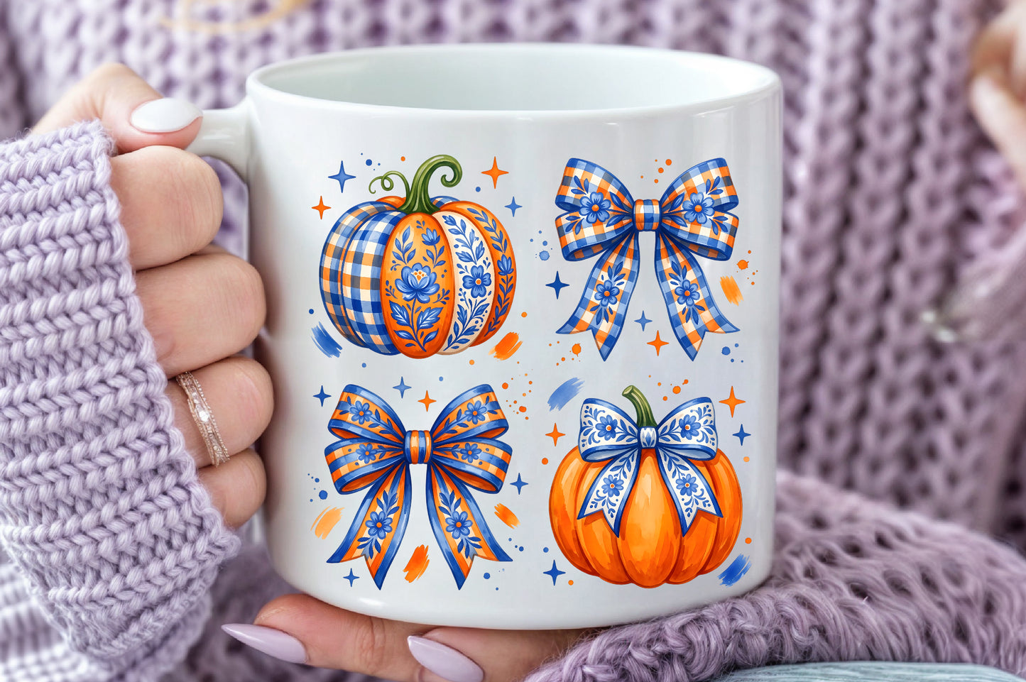 Blue Willow Coquette Pumpkin PNG Chinoiserie Fall Autumn Sublimation Design