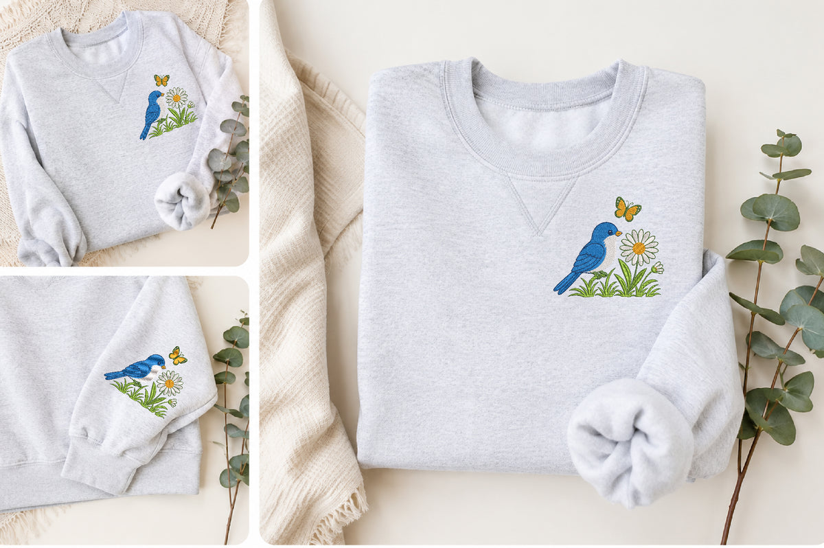 Bluebird Embroidery Design