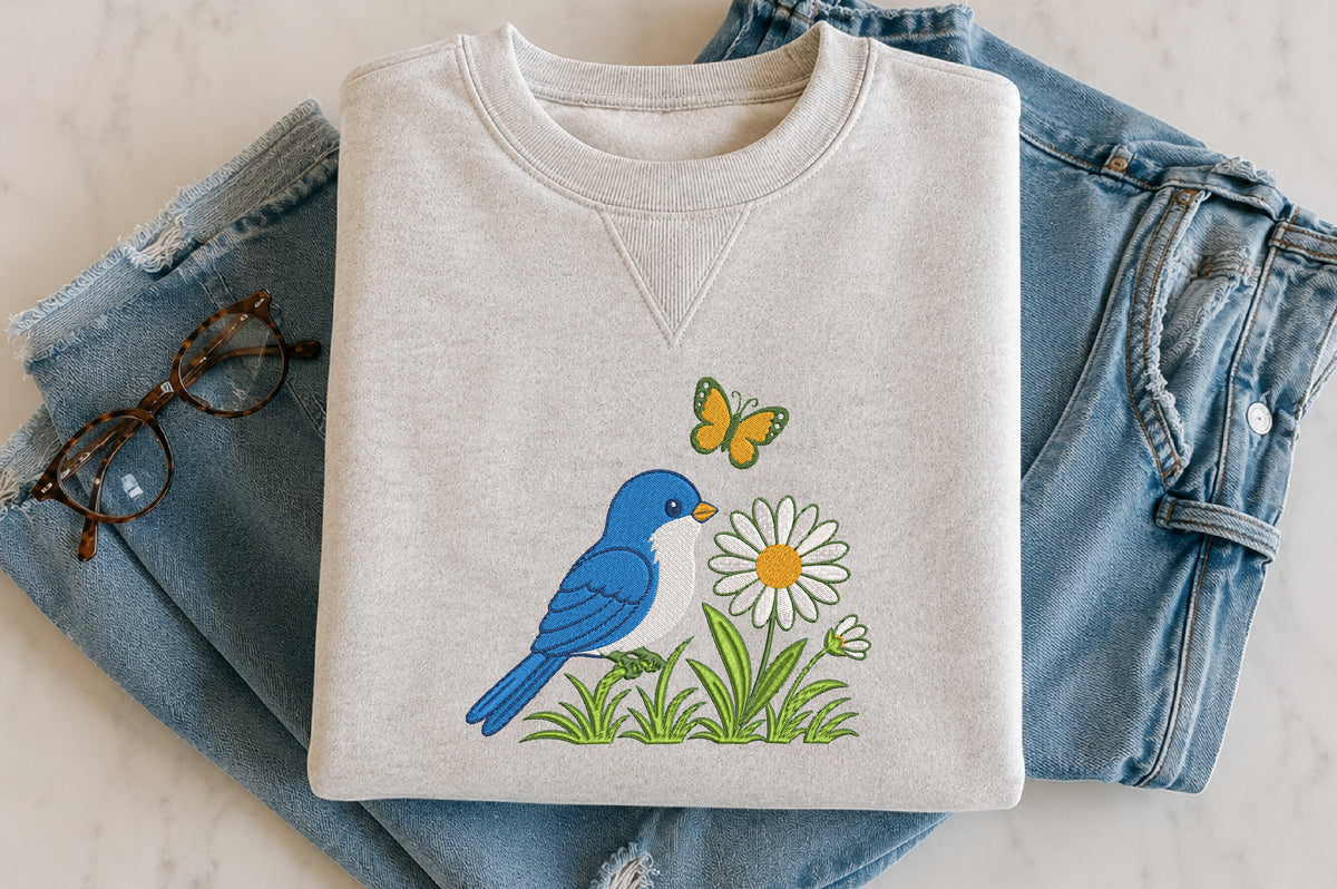 Bluebird Embroidery Design
