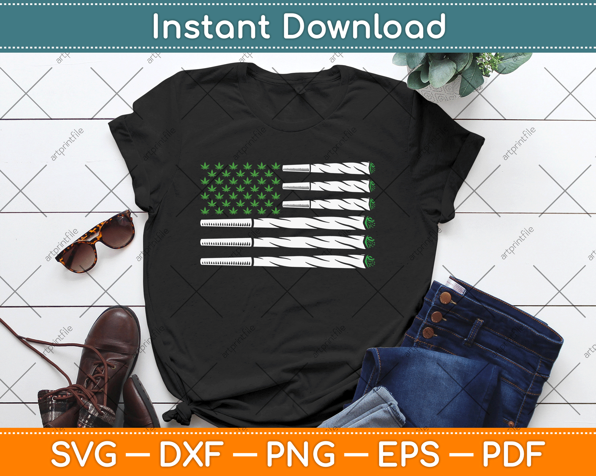 Blunt American Flag Weed Marijuana Cannabis SVG Digital Cutting File