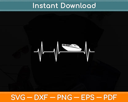 Boat Heartbeat For Boating Or Sailing With Captain Motorboat Svg Digital Cutting File