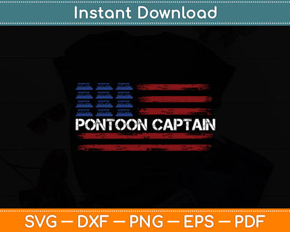 Boating Pontoon Captain 4th of July Pontoon Boat Svg Digital Cutting File