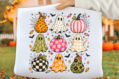 Boho Halloween Ghosts Pumpkins PNG Cute Spooky Fall Sublimation