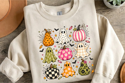 Boho Halloween Ghosts Pumpkins PNG Cute Spooky Fall Sublimation