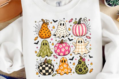 Boho Halloween Ghosts Pumpkins PNG Cute Spooky Fall Sublimation