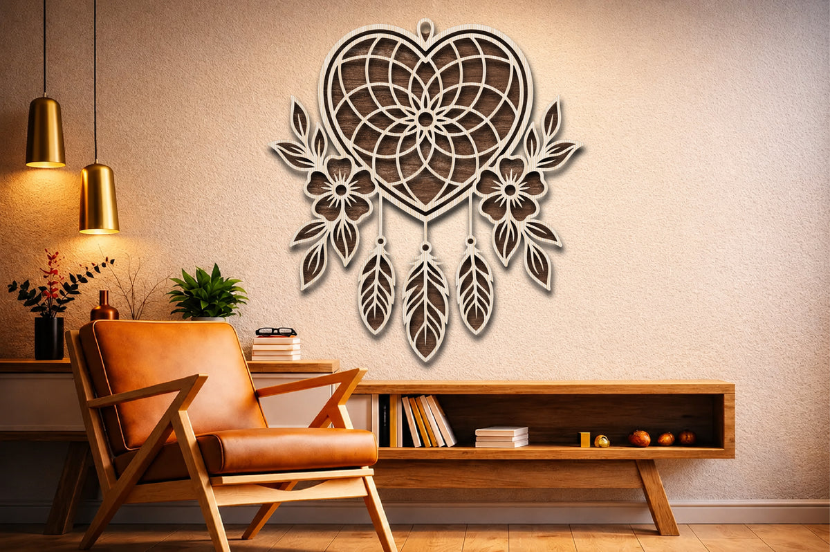Heart Dreamcatcher Wall Art SVG