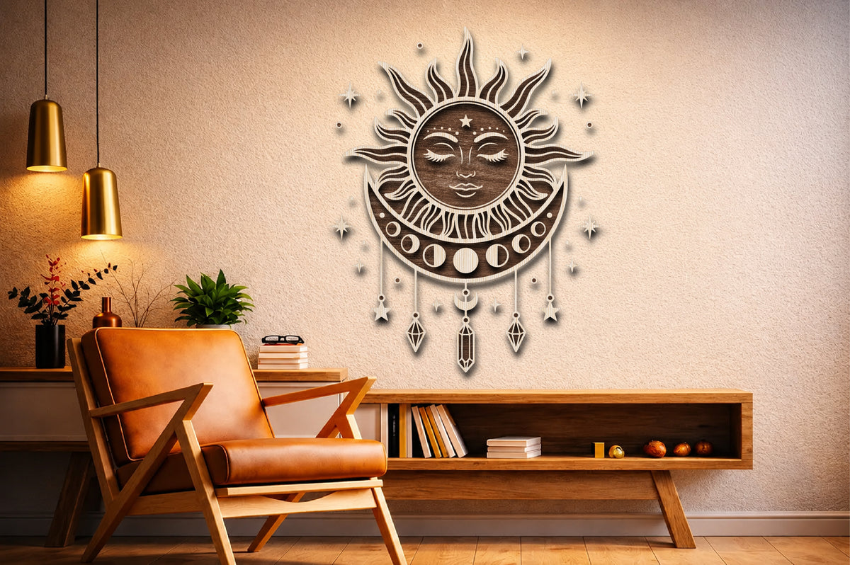 Boho Sun Moon Laser Cut SVG